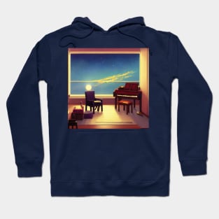 Classic Piano Under the Bright Sky Pianist Life in the Galaxy Space Hoodie